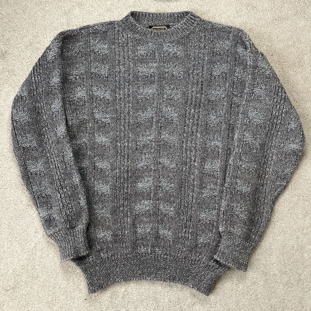 Collezione Zenio Mens Sweater XL Brown Wool Textured Grandpa Cosby Uruguay Vtg